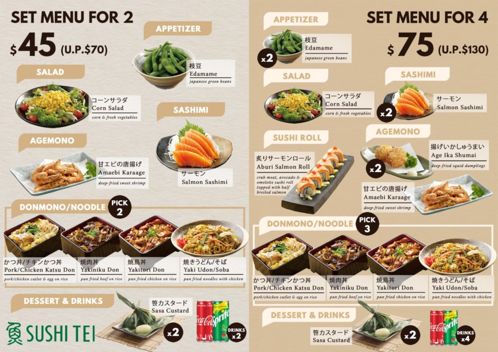 Enjoy up to 43% off on Sushi Tei’s set menu for 2pax and 4pax from now till 31st Aug | Why Not Deals