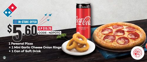 Domino's Singapore $5.60 Bundle @ 1 Personal Pizza + 1 Mini Rings + 1 Can Drink Promotion ends | Why Not Deals 1