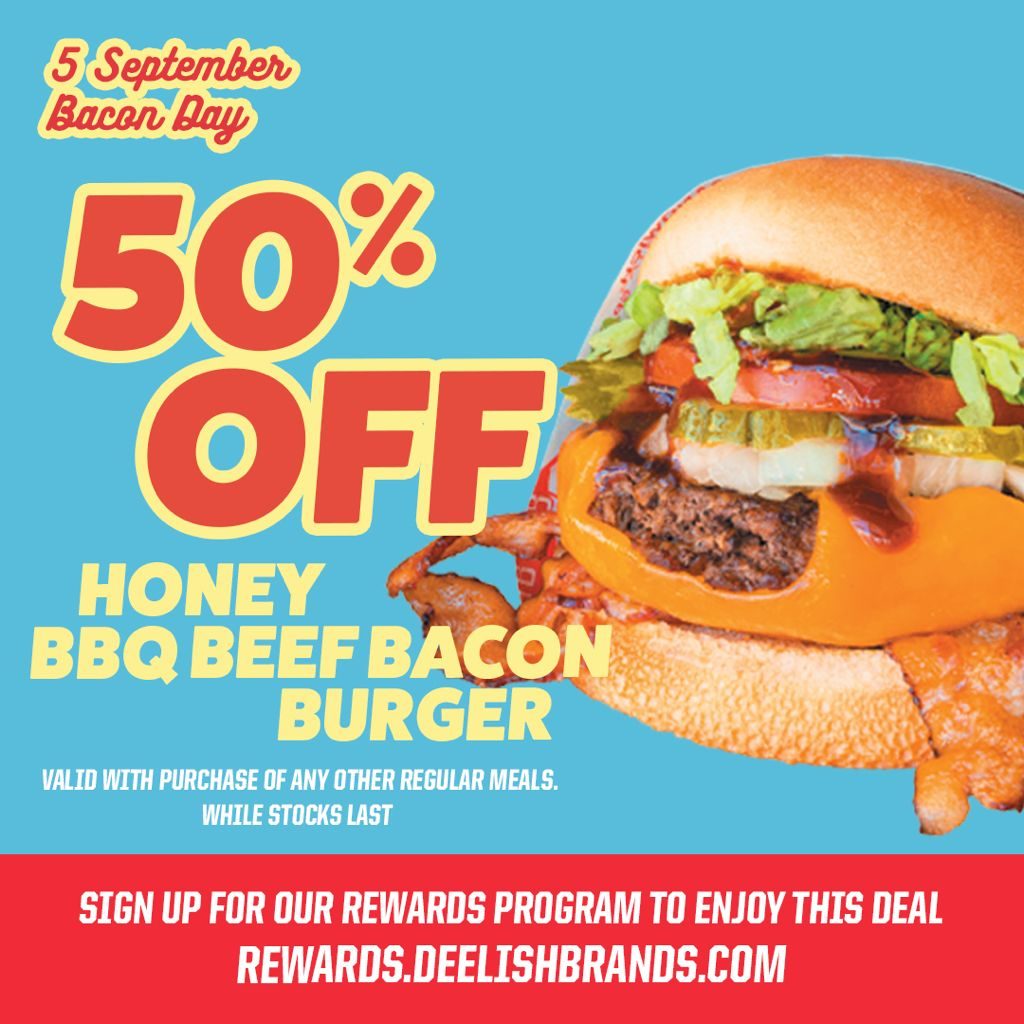 50% OFF Fatburger’s Honey BBQ Bacon Burger on 5th September 2021 | Why Not Deals