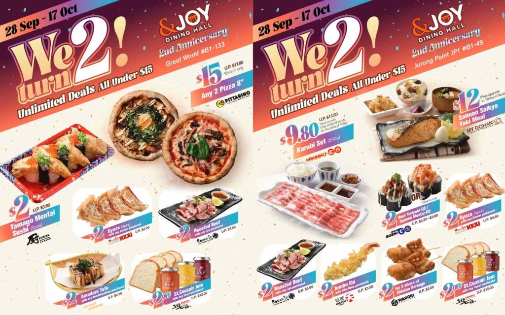 Japanese &JOY Dining Hall celebrates 2nd Anniversary with $2 Deals! | Why Not Deals