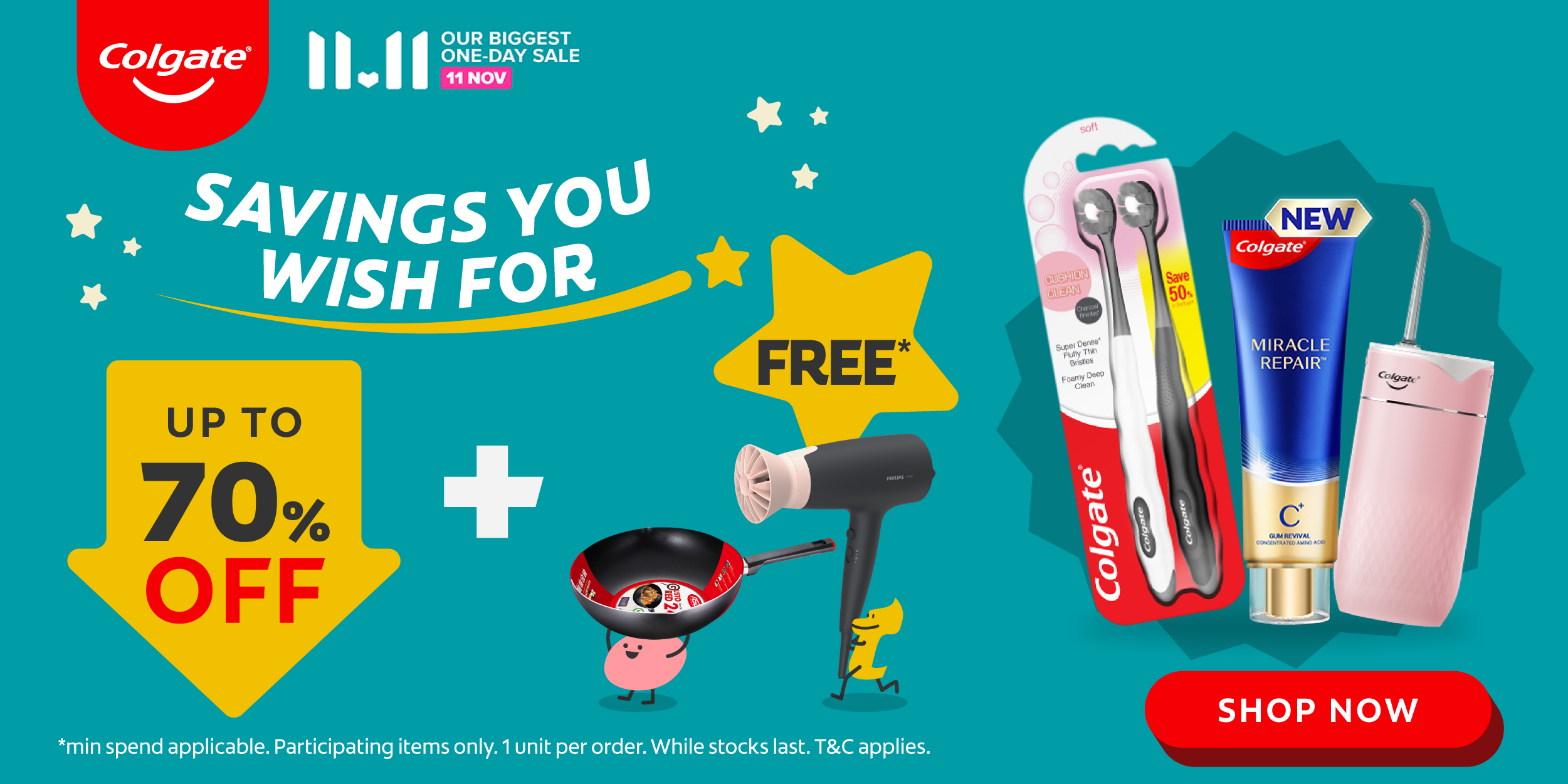 Wish upon Sm11es this 11.11! Deals up to 70% + extra $16* off voucher + FREE Gifts on 11 Nov!