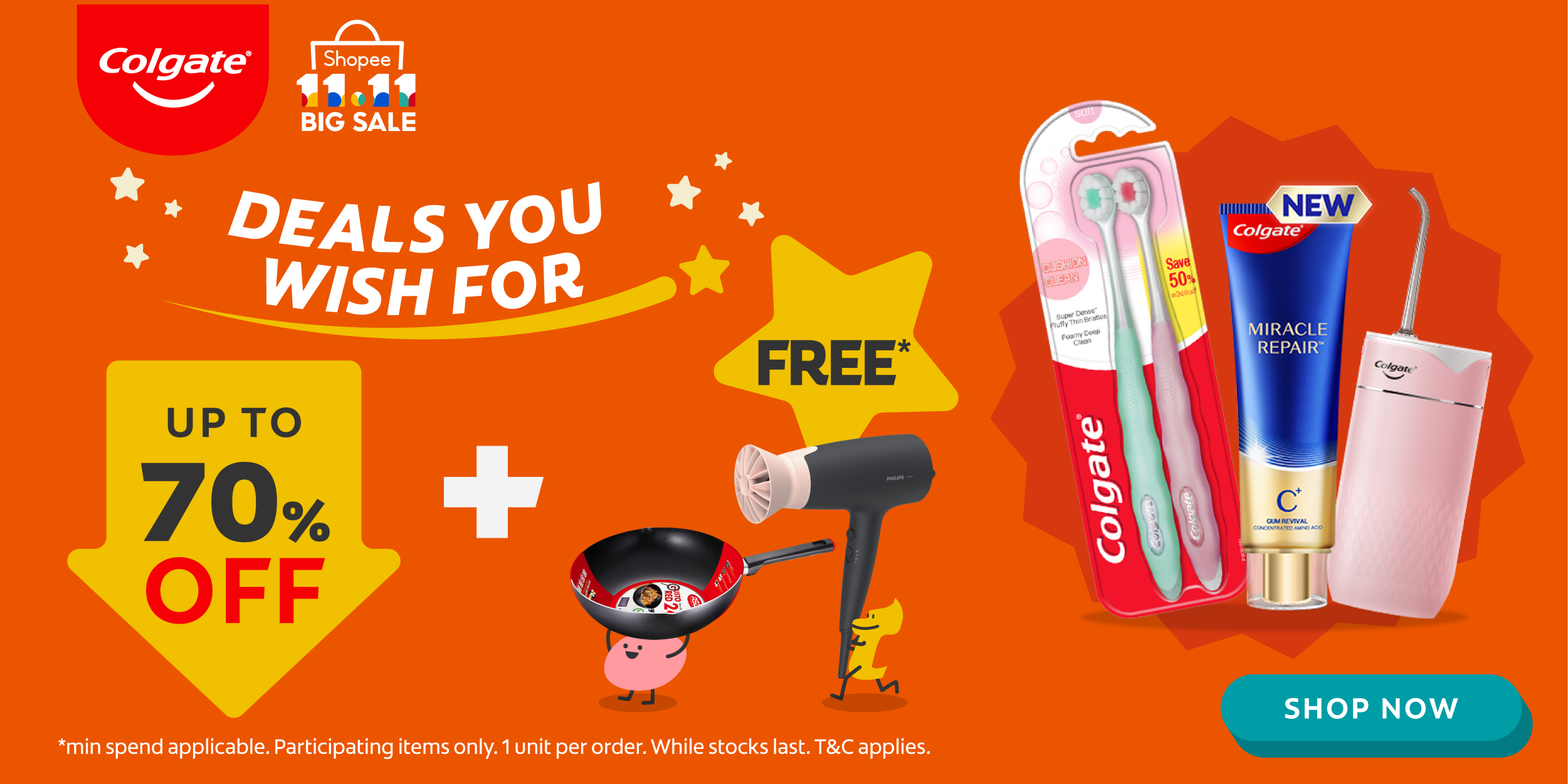 Sm11e with Colgate this 11.11! Deals up to 70% + extra $16* off voucher + FREE Gifts on 11 Nov!