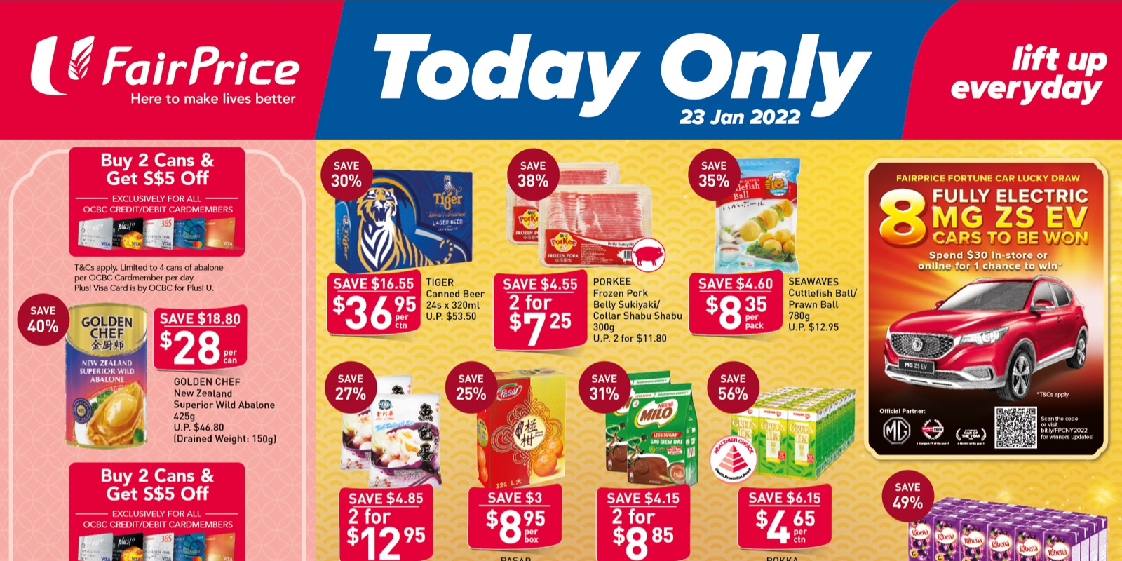 FairPrice 1-Day 23 Jan BEST DEALS: 56% off POKKA drinks, $36.95 TIGER Beer & MORE!