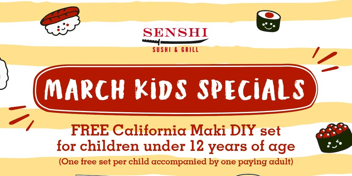 FREE California Maki DIY set for children under 12 at SENSHI for the whole of March!