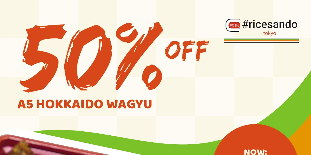 #ricesando tokyo in Plaza Singapura has 50% OFF A5 Hokkaido Wagyu Bento till 31 May 2022