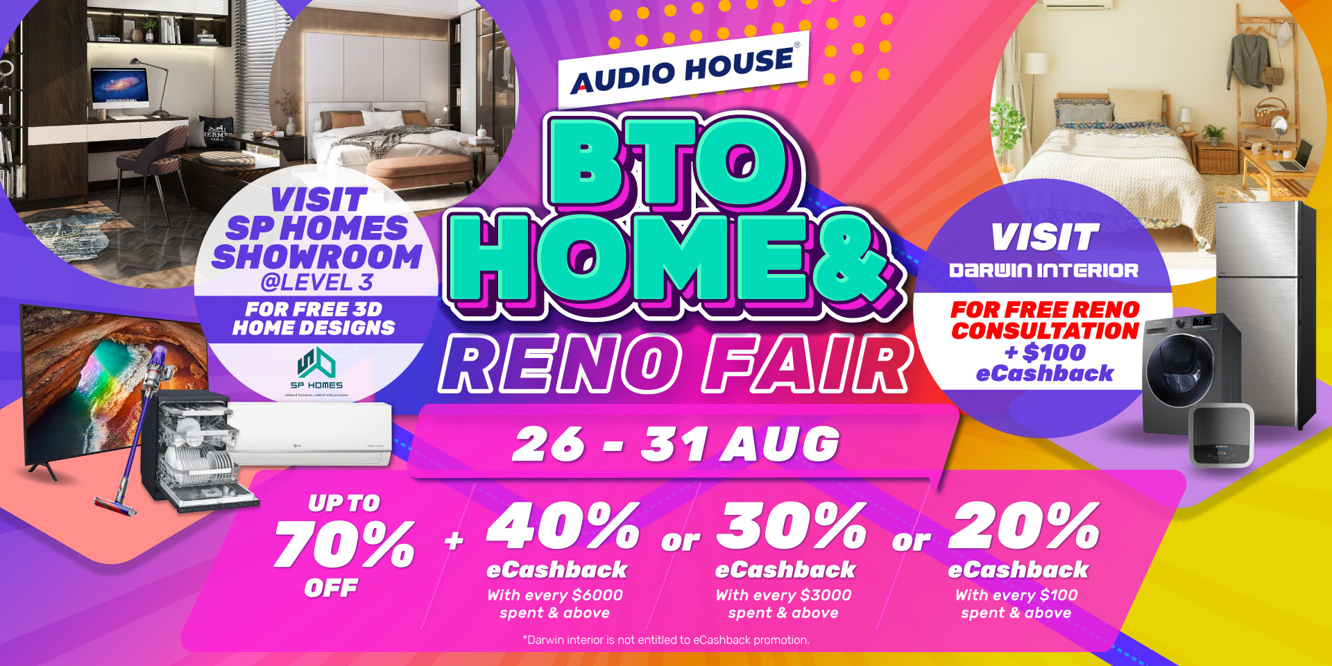 Get Up to 70% OFF + Up to $40 eCashback* & More at Audio House BTO Home & Reno Fair from 26 – 31 Aug