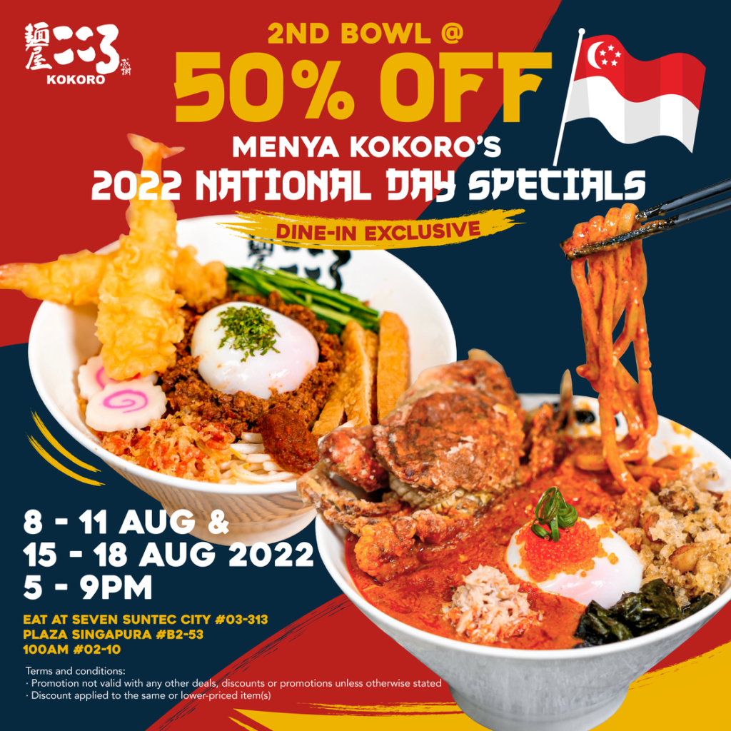 Menya Kokoro 2nd bowl at 50% Off for NEW Soft Shell Crab Kani & Uma-Kara Laksa Mazesoba (8-11 Aug, 1 | Why Not Deals
