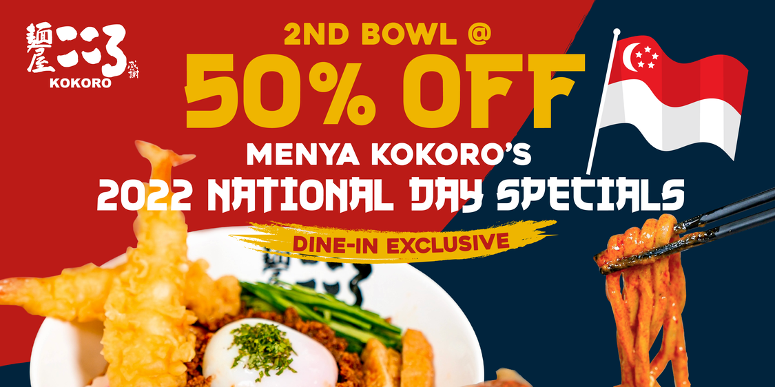 Menya Kokoro 2nd bowl at 50% Off for NEW Soft Shell Crab Kani & Uma-Kara Laksa Mazesoba (8-11 Aug, 1