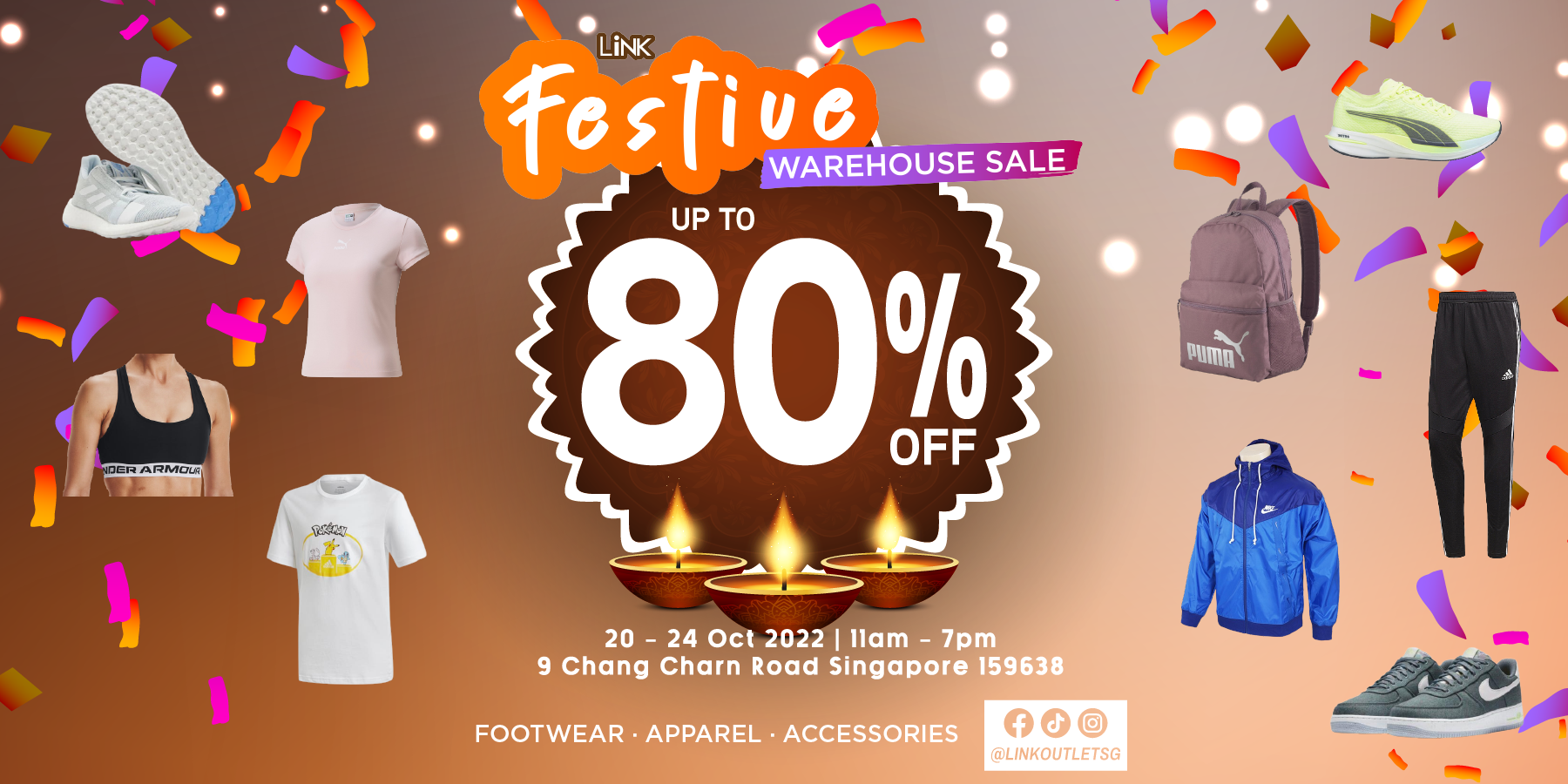 Up to 80% off! Nike, Puma, Adidas & more @ LINK Festive Warehouse Sale