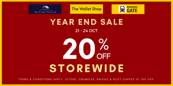 The Planet Traveller Year End Sale is here from 21 to 24 Oct –  20% Off Everything