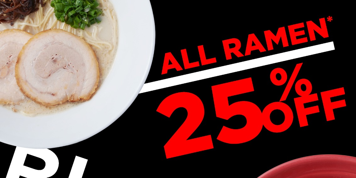 One Day Only – 25% Off ALL Ramen at IPPUDO (25 Nov 2022)