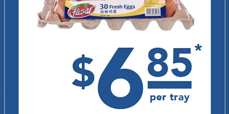 Pasar Fresh Eggs tray of 30 at only $6.85 (Until 4 Jan 2023)