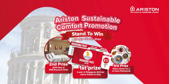 Ariston Sustainable Comfort Promotion: Stand-to-Win Exclusive Prizes!!