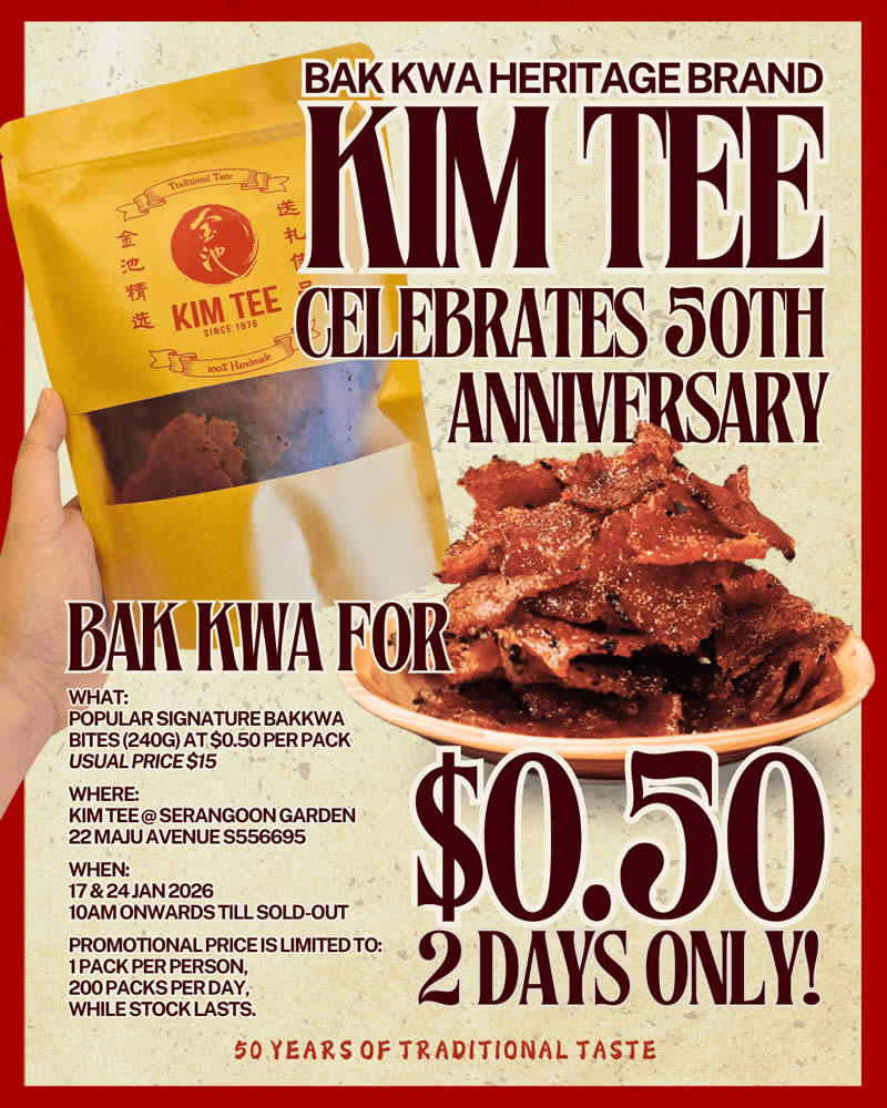 Kim Tee 50th Anniversary: Bak Kwa for $0.50!