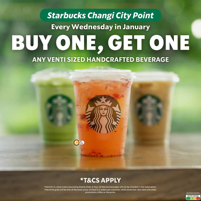 Starbucks Singapore 1-for-1 Venti Drinks Every Wednesday in Jan 2026